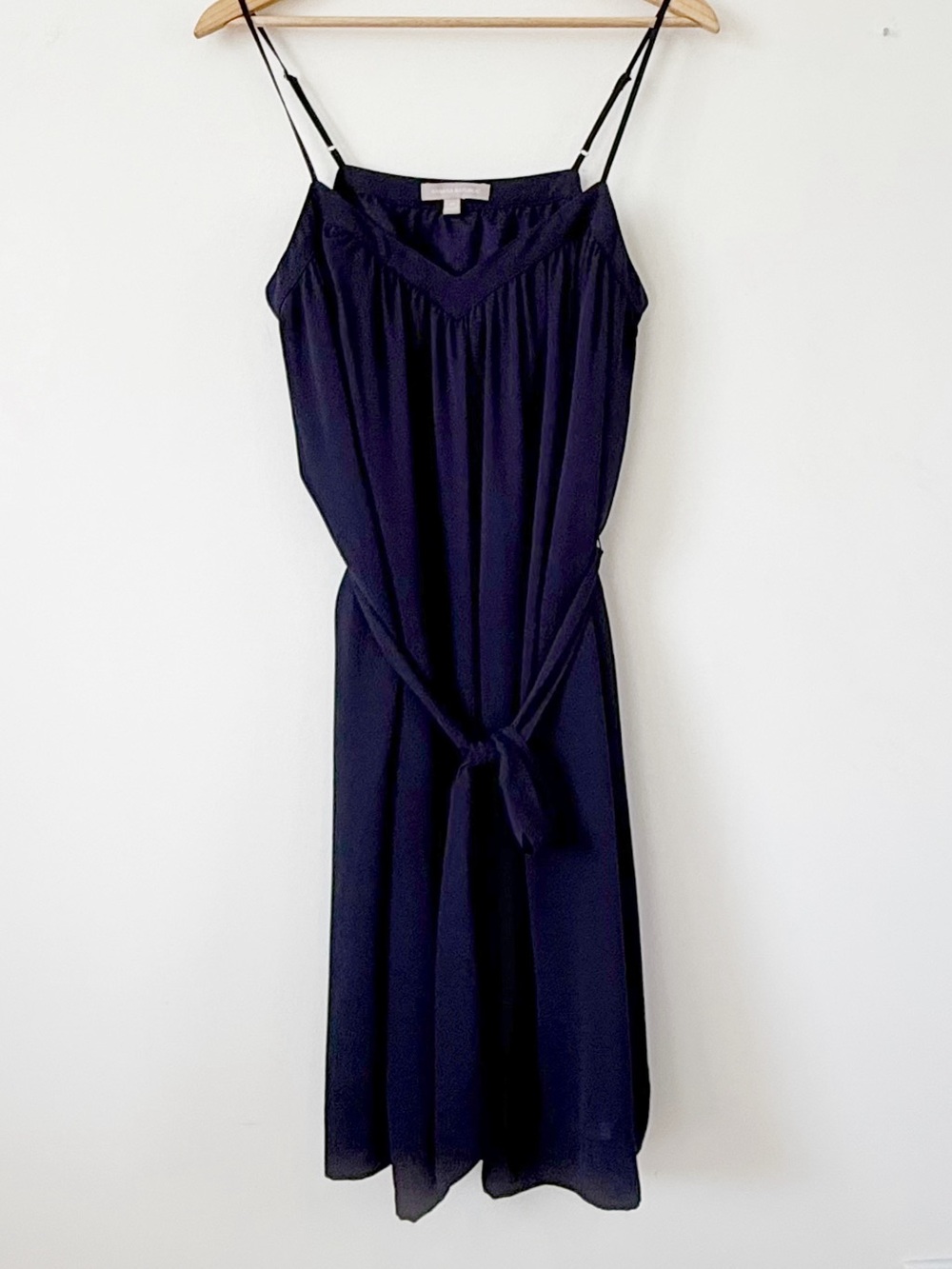 Banana Republic Navy Slip Midi Dress with Tie Waist